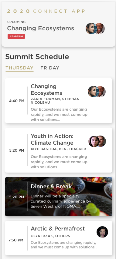 Grounded app schedule screen