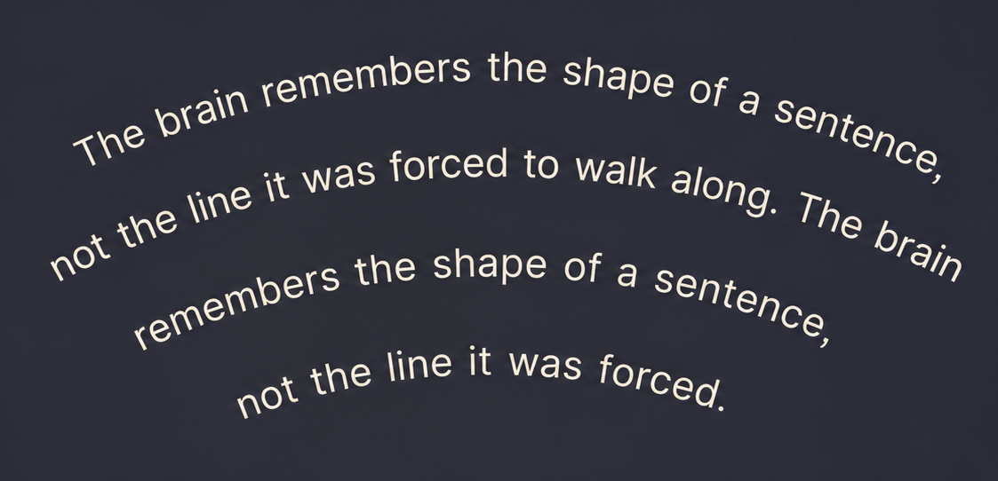 Sample of text rendered on a Summerbell reading arc